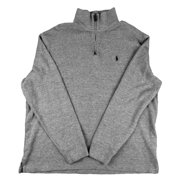 Ralph Lauren Mens Polo Jacket Quarter Zip Grey Knit Mid-weight Size XL  JH1002 - Picture 1 of 4